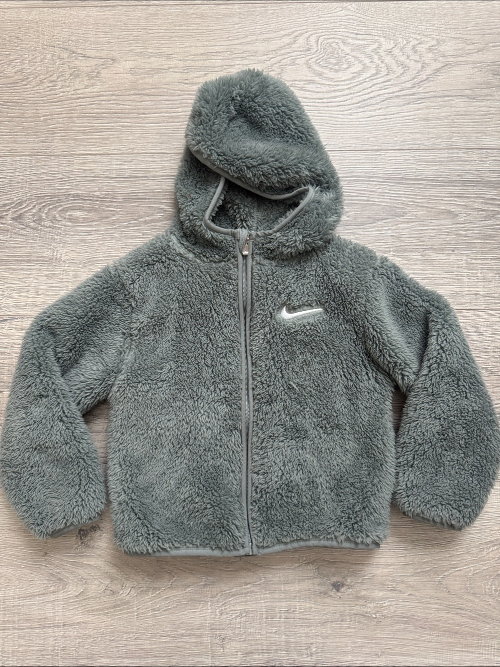 Nike Kids Sherpa Zip Hoodie - Grey Green